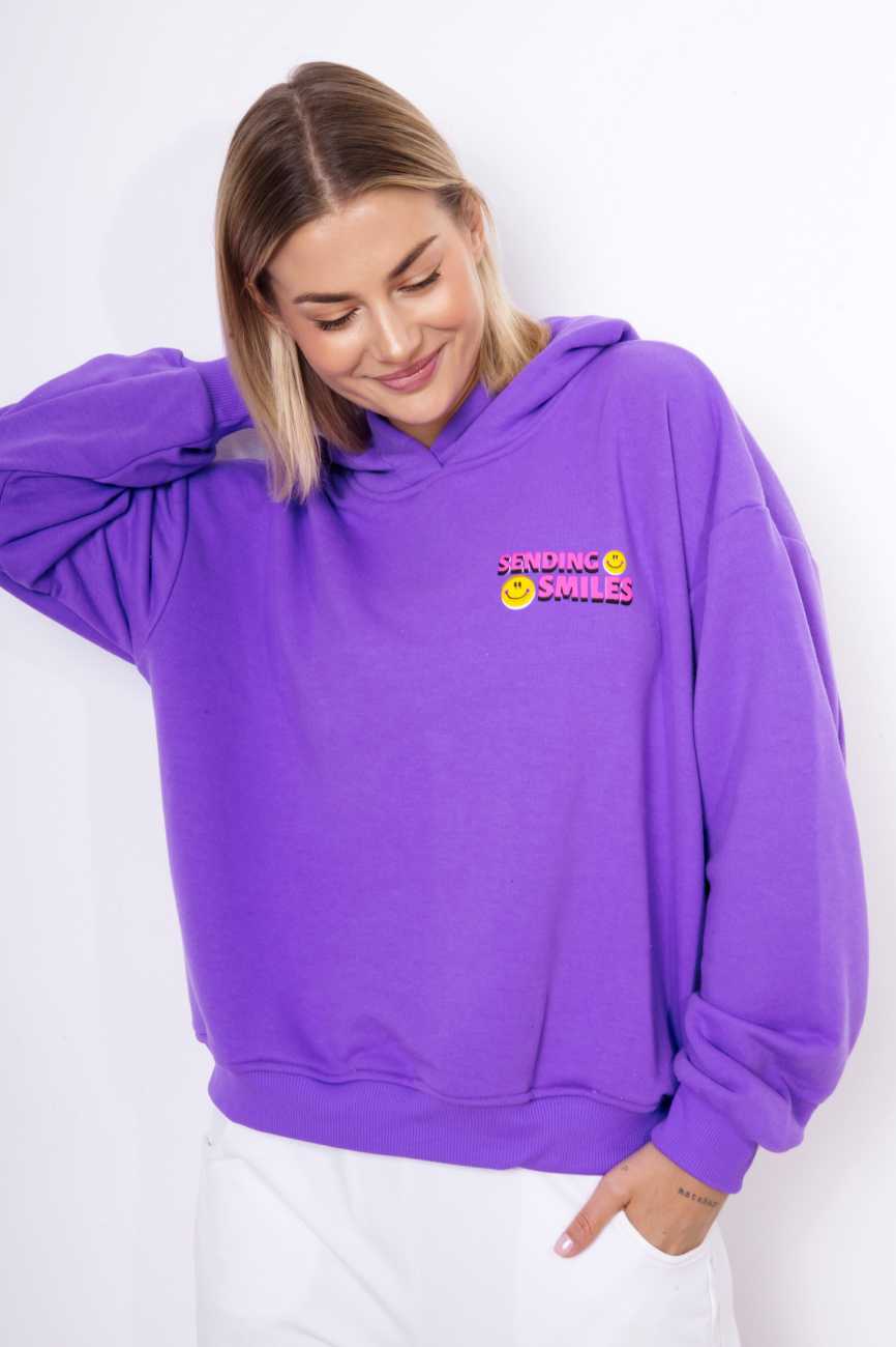 Bluza kaptur Sending Smiles – Fiolet, UNI