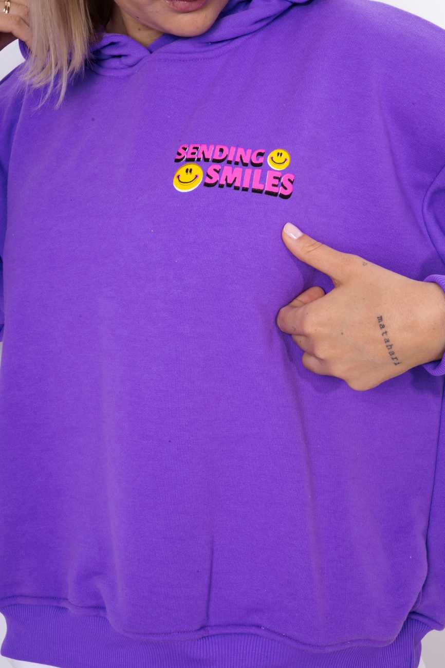 Bluza kaptur Sending Smiles – Fiolet, UNI