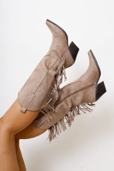 Buty kowbojki frędzle – Beż, 39