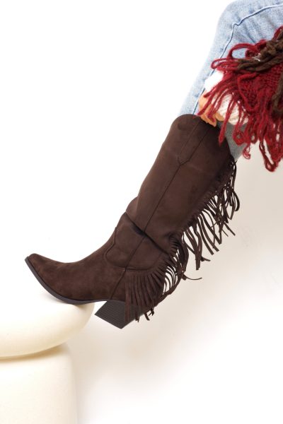 Buty kowbojki frędzle – Czekolada, 38