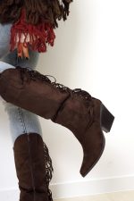 Buty kowbojki frędzle – Czekolada, 38