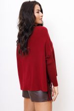 Sweter bok frędzle – Bordo, UNI