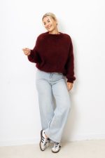 Sweter kid moher długi rękaw – Bordo, UNI