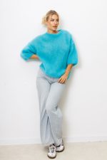 Sweter kid moher rękaw przeszycie – Turkus, UNI