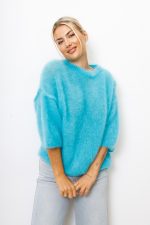 Sweter kid moher rękaw przeszycie – Turkus, UNI