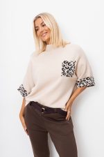 Sweter kieszonka złota panterka – Beż, UNI