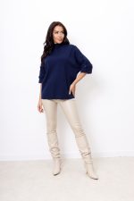 Sweter ramiona guziczki – Granat, UNI