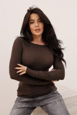 Bluzka cieniutka kaszmir/modal – Czekolada, 2XL