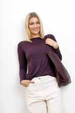 Bluzka cieniutka kaszmir/modal – Śliwka, 2XL