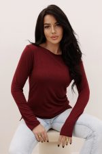 Bluzka cieniutka kaszmir/modal – Wino, UNI