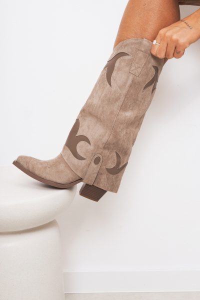 Buty kowbojki zamsz – Beż, 40