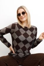 Bluzka romby kaszmir – Grafit, 2XL