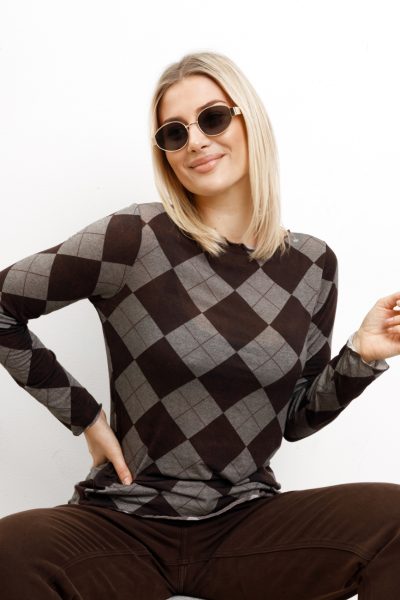 Bluzka romby kaszmir – Grafit, 2XL