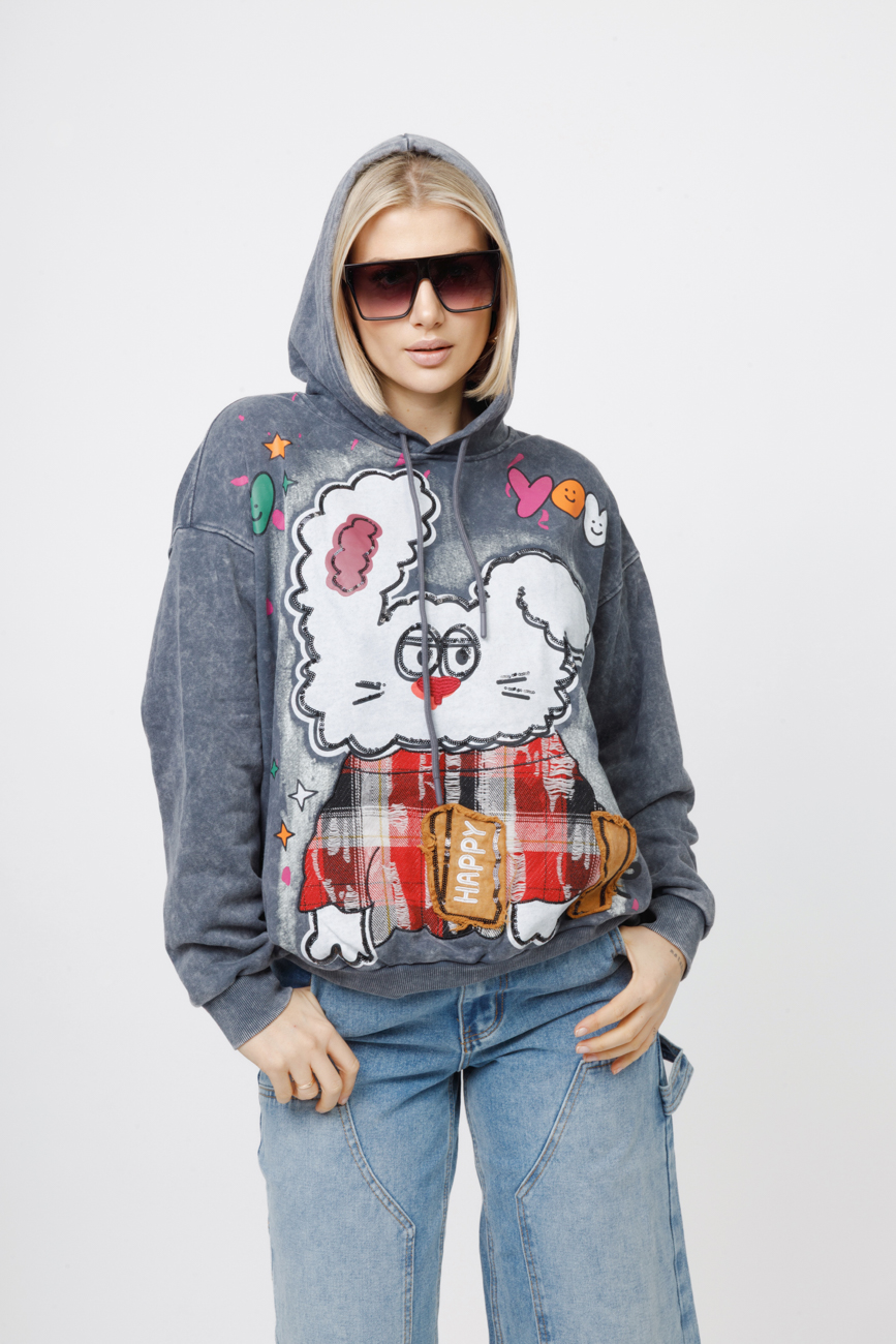 Bluza dekatyzowana Rabbit – Grafit, UNI