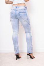 Spodnie jeans kwiaty szydełko – Niebieski, S