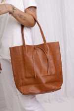 Torebka shopperka wiązana – Camelowy, Duży