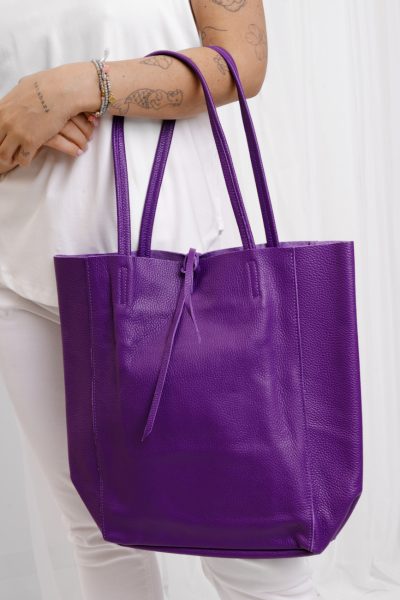 Torebka shopperka wiązana – Fiolet, Duży
